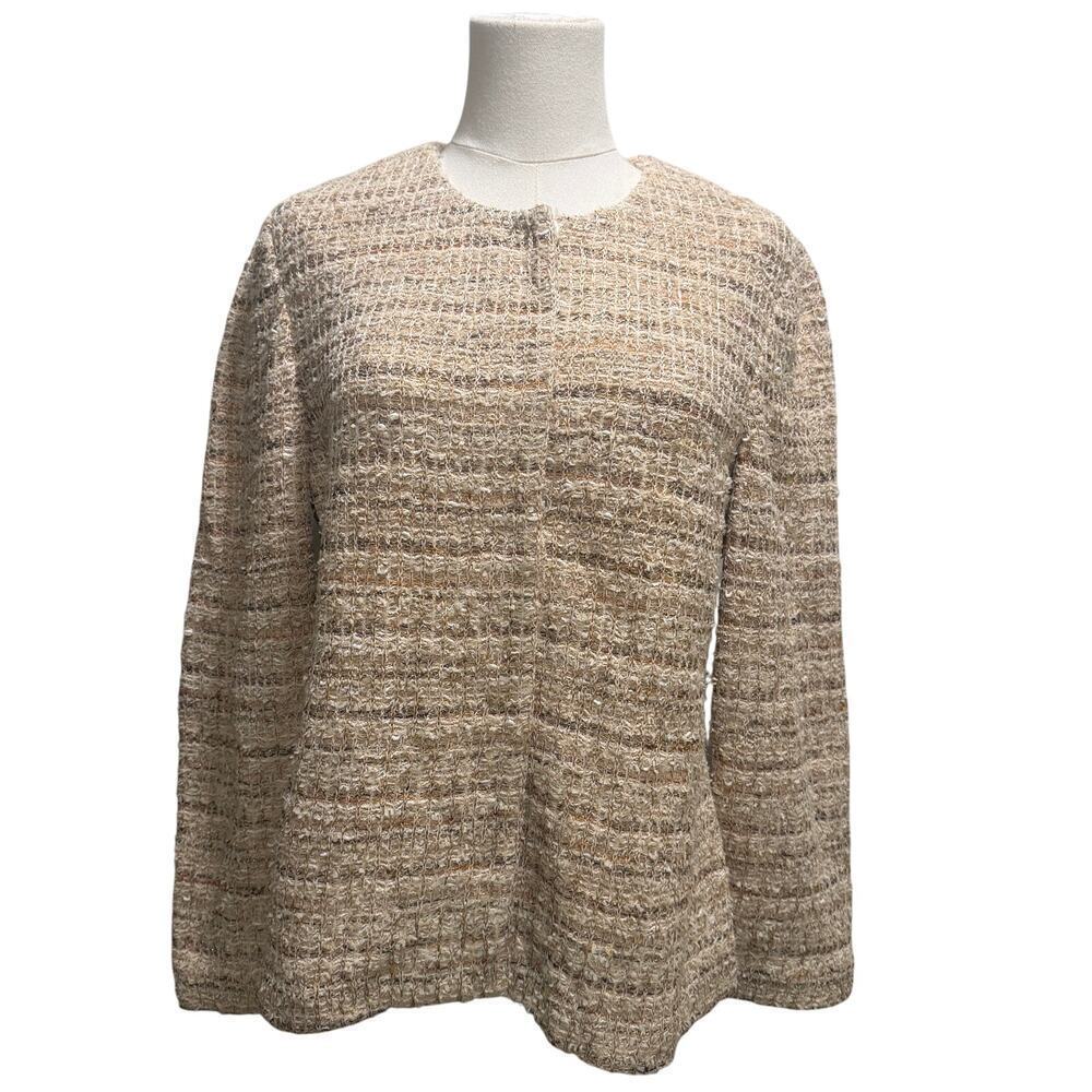 Vintage St. John Tweed Boucle Cream Jacket Blazer Classic Knit Chic Sz 8 Luxury